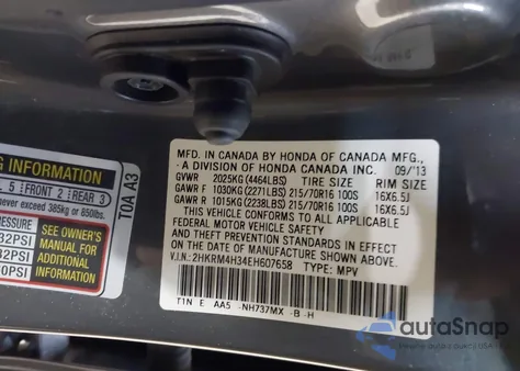 2014 Honda Cr-V Lx z USA, uszkodzony, nr VIN 2HKRM4H34EH607658